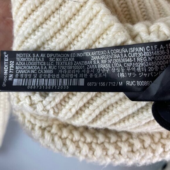 Zara White Cable Knit Sweater Black Lace Size M - Picture 4 of 4